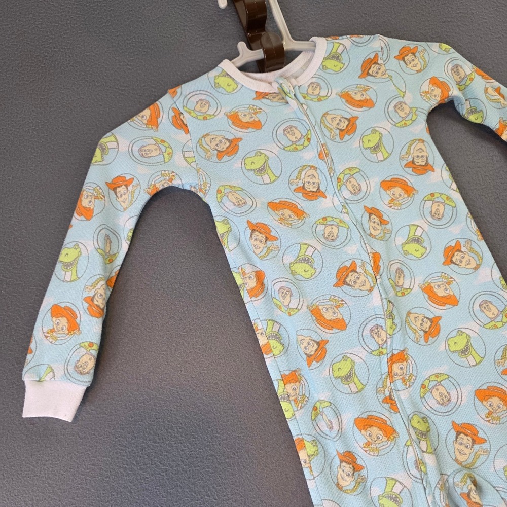 Disney Toy Story Woody Buzz Lightyear Rex 18M Blue Footed Pajamas